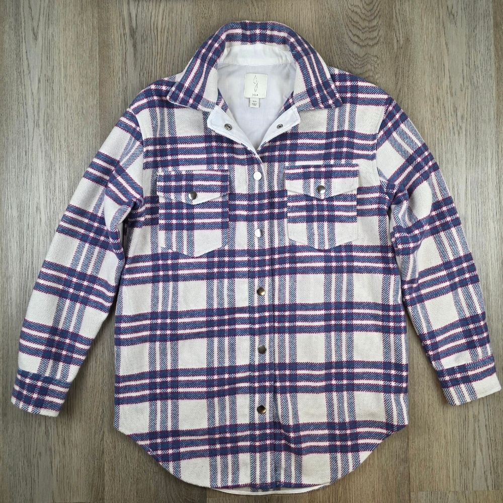 Joie Plaid Wool Blend Button Up Jacket Size S - image 1